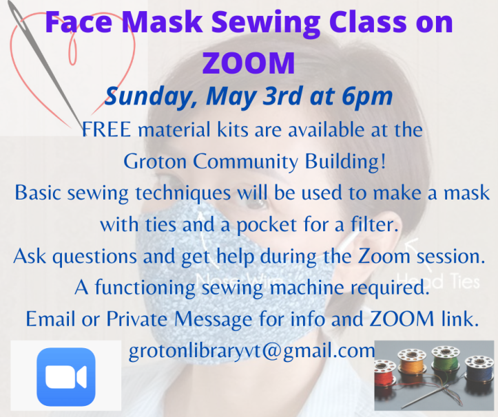 Groton Home Made Mask Making ZOOM Class